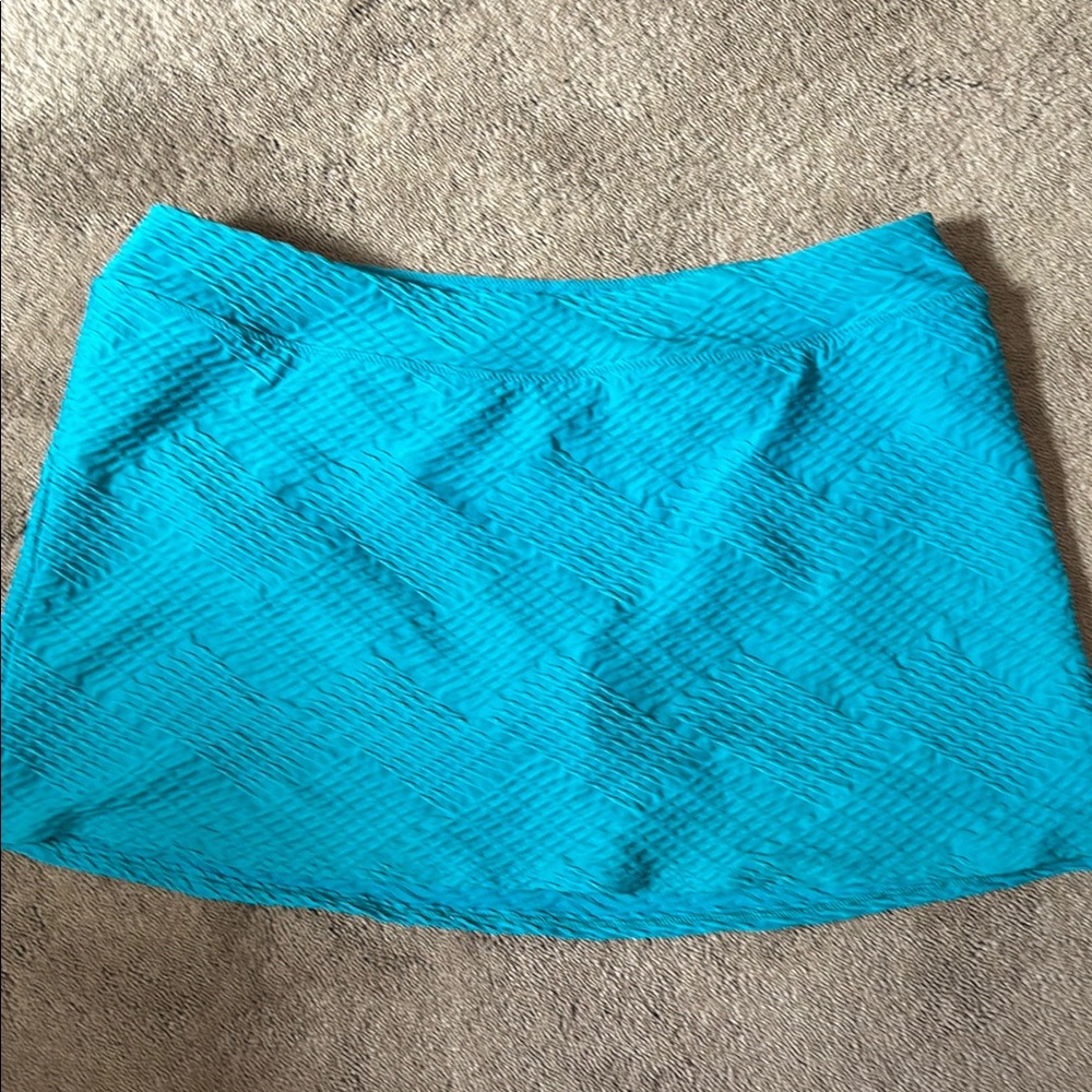 Lands' End Turquoise Textured Swim Skort, Size 16